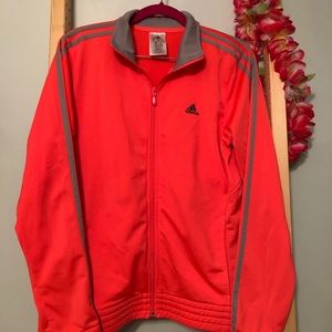 Orange/pink with gray Adidas track jacket